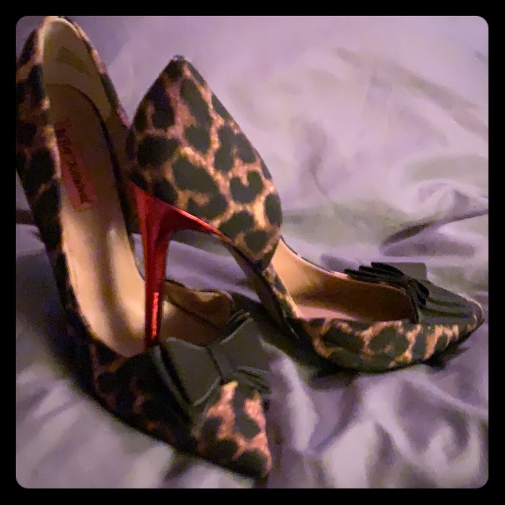 Betsey Johnson Leopard Print Red Heel Stilettos